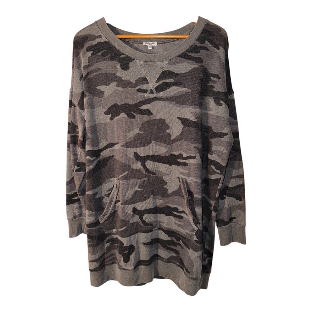 Camo Knit Pullover Tunic Sweatshirt - Gray Camo